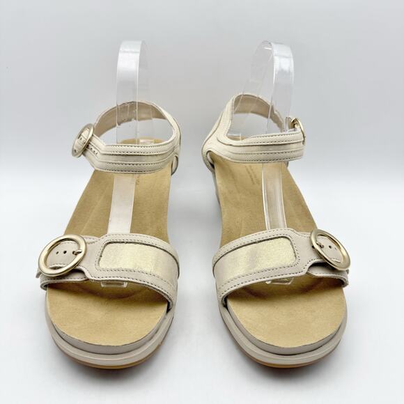 SAS Womens Seight Wedge Sandal Size 10 WW Gold Beige Leather NIB - Picture 6 of 12